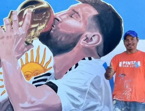 Aaron Dorado, el puntano que realizó un increíble mural de Lionel Messi